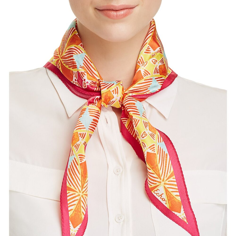 Echo Women’s Coastal Tile Print Silk Diamond Scarves Bright Orange 2 FOR $15.00